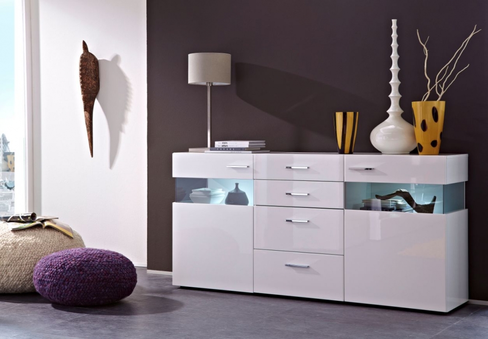 MAGDALENA Sideboard Kommode Schrank Regal Dekor MDF Weiß