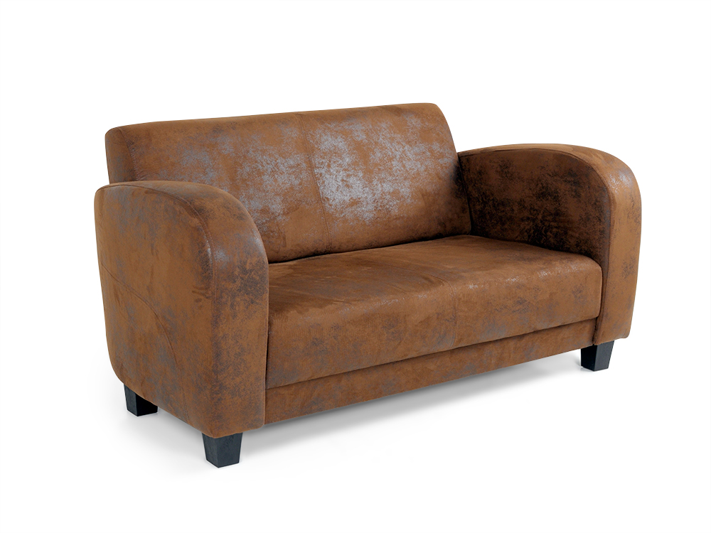 ANTON 2-Sitzer Sofa Couch Lounge Gobi Wildlederoptik Braun Füße