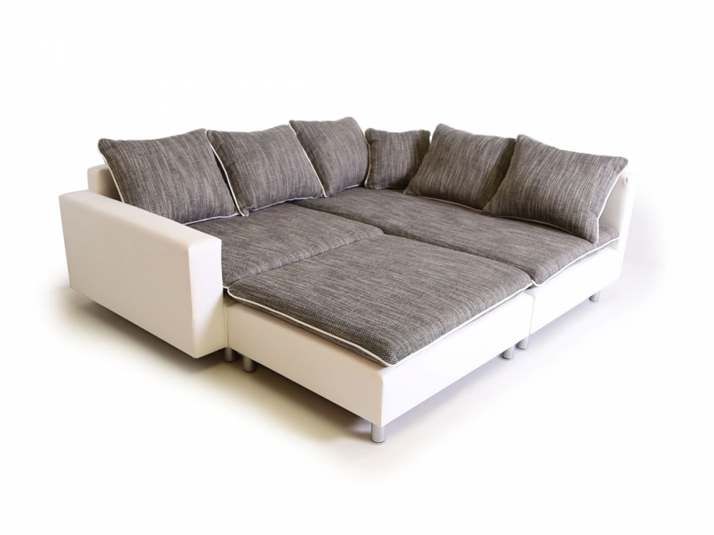 DAGGI Ecksofa Eckcouch Sofa Couch Ottomane rechts Stoff Grau 